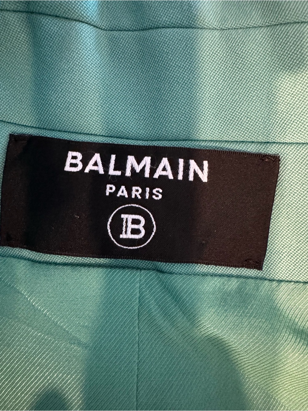 Balmain Teal Double-Breasted Blazer with Gold Buttons - Picture 3 of 8